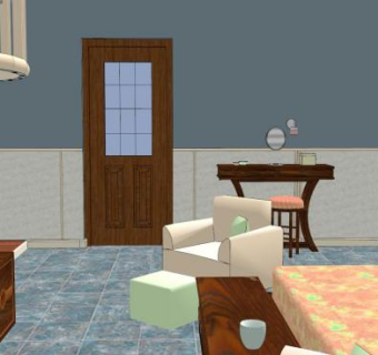 家具研究电视机卧室SU模型下载_sketchup草图大师SKP模型