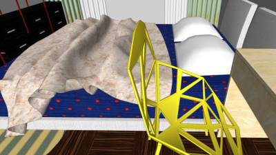 工业风室内卧室SU模型下载_sketchup草图大师SKP模型