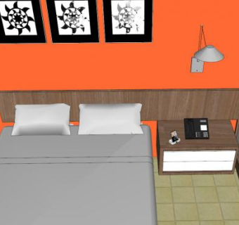 现代卧室小房间SU模型下载_sketchup草图大师SKP模型