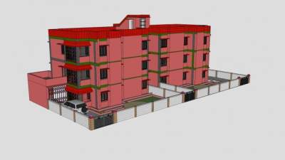 小区住宅楼房和停车场SU模型下载_sketchup草图大师SKP模型