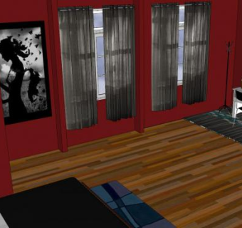 阁楼式卧室房间SU模型下载_sketchup草图大师SKP模型