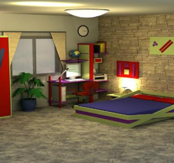 现代设计卧室房间SU模型下载_sketchup草图大师SKP模型