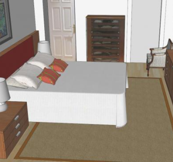 马德里房间卧室SU模型下载_sketchup草图大师SKP模型