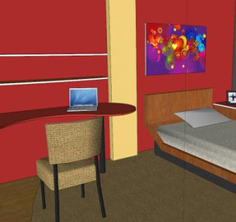 现代室内卧室房间SU模型下载_sketchup草图大师SKP模型