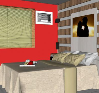 现代房间居住卧室SU模型下载_sketchup草图大师SKP模型
