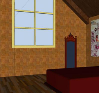 阁楼卧室房间SU模型下载_sketchup草图大师SKP模型