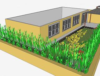 小型庭院花园<em>花圃</em>SU模型下载_sketchup草图大师SKP模型