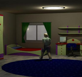 宜家孩子卧室SU模型下载_sketchup草图大师SKP模型