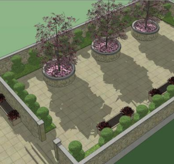 古典铁艺门围墙花园SU模型下载_sketchup草图大师SKP模型