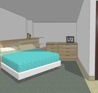 现代不规则卧室SU模型下载_sketchup草图大师SKP模型