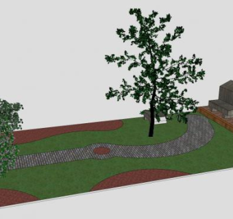 庭园走道观景设计SU模型下载_sketchup草图大师SKP模型