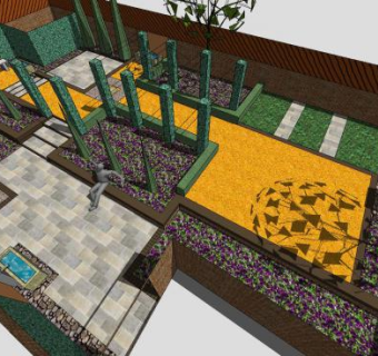 花园设计和园林绿化SU模型下载_sketchup草图大师SKP模型