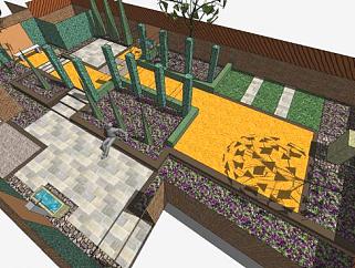 花园设计和园林绿化SU模型下载_sketchup草图大师SKP模型