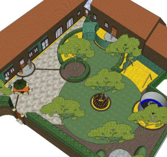 花园树木景观设计SU模型下载_sketchup草图大师SKP模型