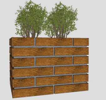 花园砖石篱笆墙SU模型下载_sketchup草图大师SKP模型