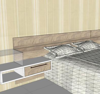 项目套房卧室装修SU模型下载_sketchup草图大师SKP模型