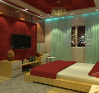 简约风格主卧室房间SU模型下载_sketchup草图大师SKP模型