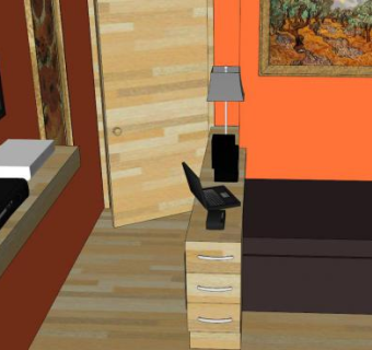 现代卧室套房SU模型下载_sketchup草图大师SKP模型