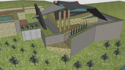 郊区花园别墅景观设计SU模型下载_sketchup草图大师SKP模型