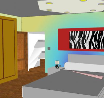 现代朴素卧室房间SU模型下载_sketchup草图大师SKP模型