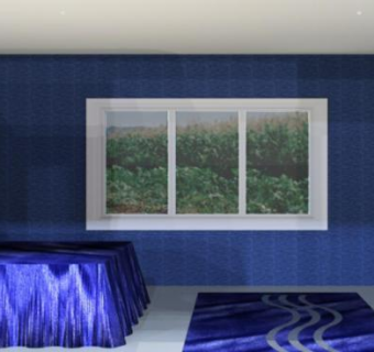 蓝色主题风格房间卧室SU模型下载_sketchup草图大师SKP模型