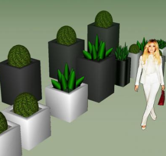 园艺盆栽走道设计SU模型下载_sketchup草图大师SKP模型