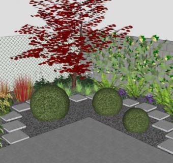 园艺植物花园走道SU模型下载_sketchup草图大师SKP模型
