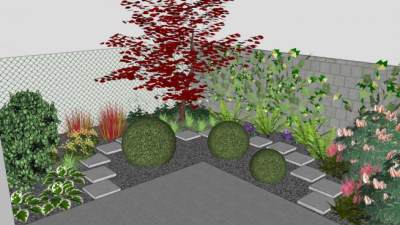 园艺植物花园走道SU模型下载_sketchup草图大师SKP模型