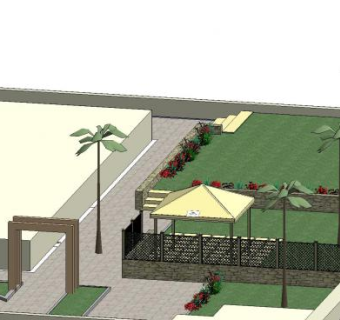 家庭花园设计SU模型下载_sketchup草图大师SKP模型