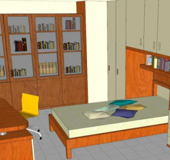 现代起居室卧室SU模型下载_sketchup草图大师SKP模型