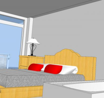 小公寓酒店卧室装修SU模型下载_sketchup草图大师SKP模型