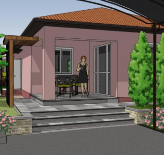 复式别墅庭院景观设计SU模型下载_sketchup草图大师SKP模型