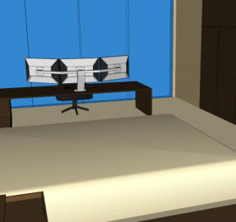 现代电脑房卧室装修SU模型下载_sketchup草图大师SKP模型