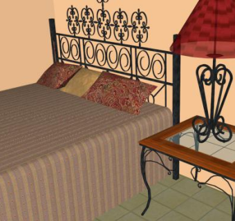 汽车旅馆房间卧室SU模型下载_sketchup草图大师SKP模型