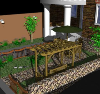 现代别墅观景庭院SU模型下载_sketchup草图大师SKP模型