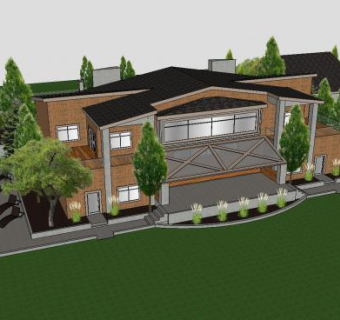 有广阔景观的现代住宅SU模型下载_sketchup草图大师SKP模型