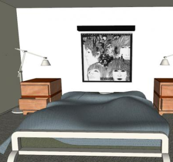 简约风格室内卧室SU模型下载_sketchup草图大师SKP模型