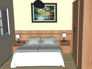 现代板式衣橱家具卧室SU模型下载_sketchup草图大师SKP模型