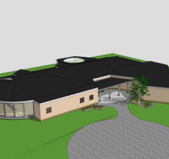 郊区平房别墅观景泳池SU模型下载_sketchup草图大师SKP模型
