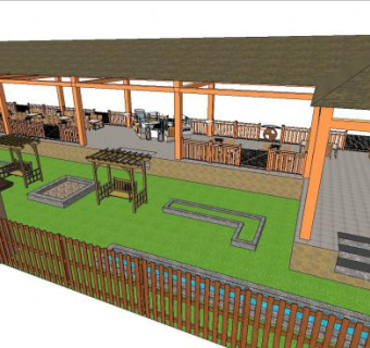 传统中式观景餐厅SU模型下载_sketchup草图大师SKP模型