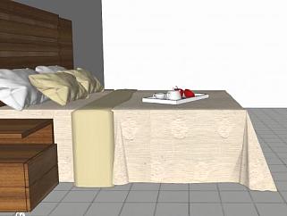 现代朴素房间卧室SU模型下载_sketchup草图大师SKP模型