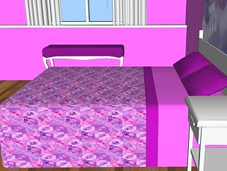休闲紫色主题房卧室SU模型下载_sketchup草图大师SKP模型