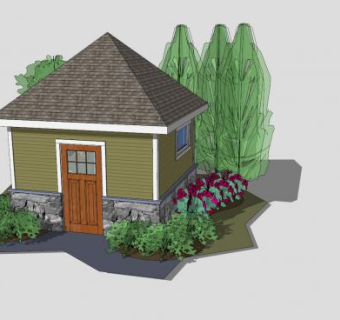 花园淋浴室SU模型下载_sketchup草图大师SKP模型