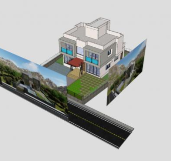 郊区独栋观景别墅SU模型下载_sketchup草图大师SKP模型