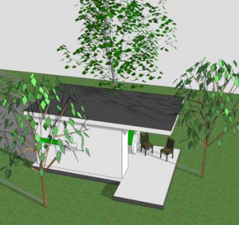 乘凉观景园艺房屋SU模型下载_sketchup草图大师SKP模型