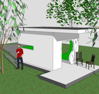 现代凉亭观景庭院SU模型下载_sketchup草图大师SKP模型