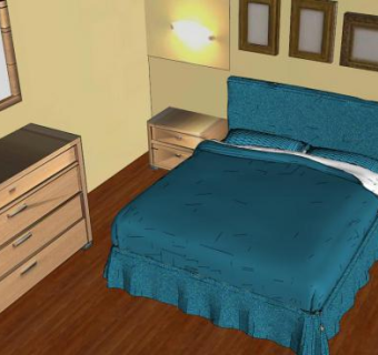 20楼层卧房房间SU模型下载_sketchup草图大师SKP模型