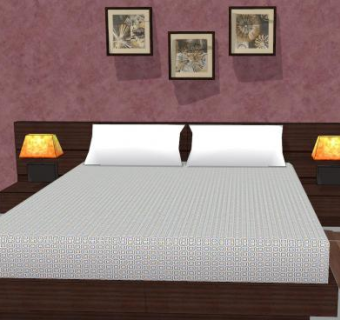 简约卧室室内房间SU模型下载_sketchup草图大师SKP模型