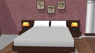 简约卧室室内房间SU模型下载_sketchup草图大师SKP模型