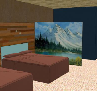 汽车旅馆卧室房间SU模型下载_sketchup草图大师SKP模型